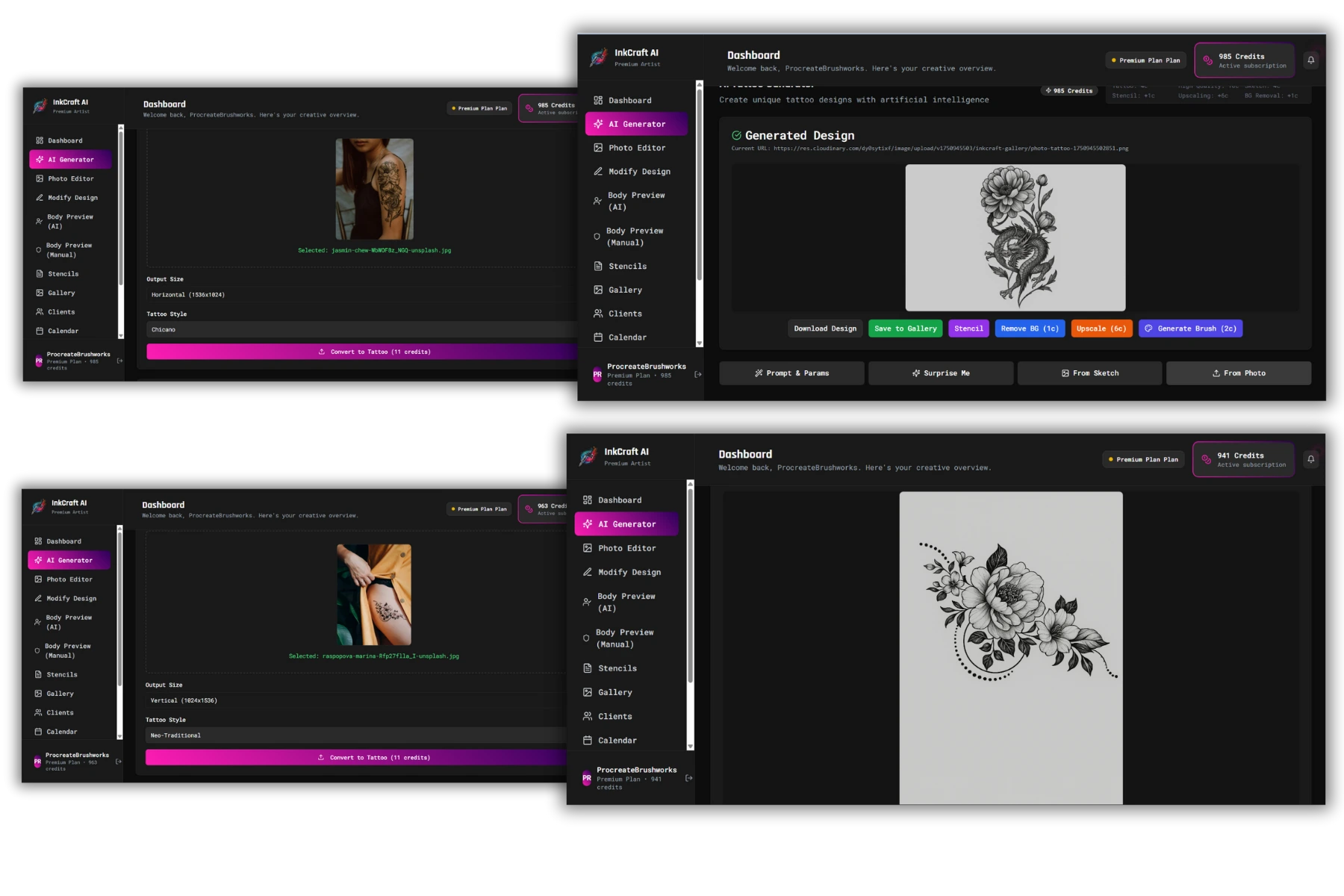 AI Tattoo Generation Features
