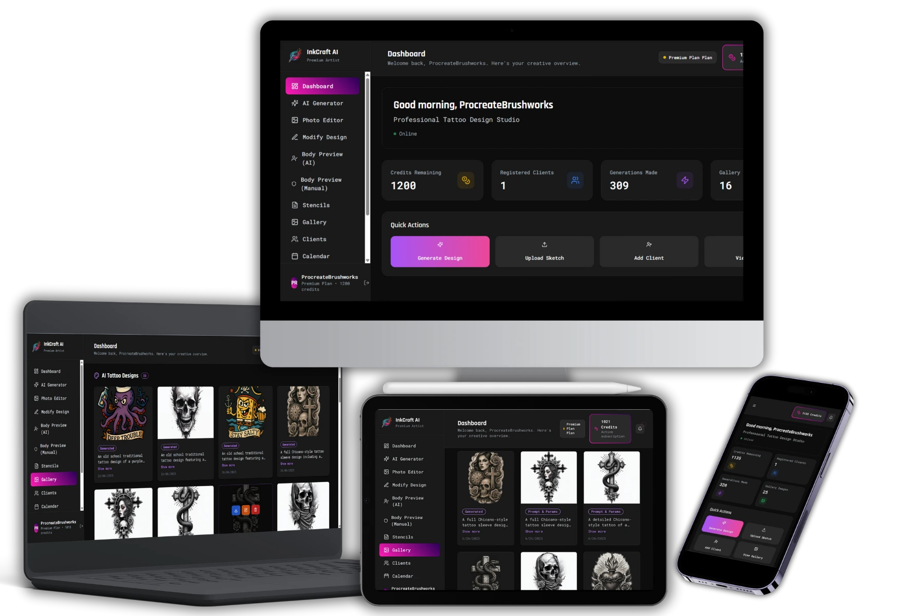 InkCraft AI works on desktop, tablet, and mobile devices